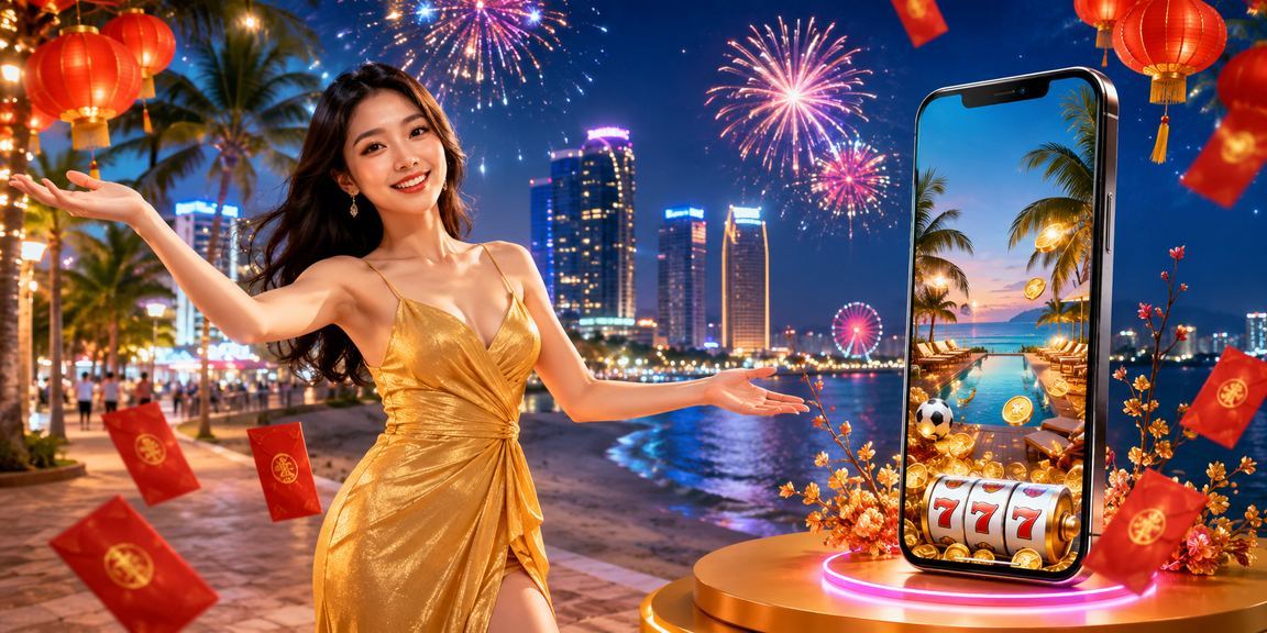 Đèn lồng đỏ và phong bao may mắn gợi không khí thưởng thức casino trực tuyến tại Đà Nẵng