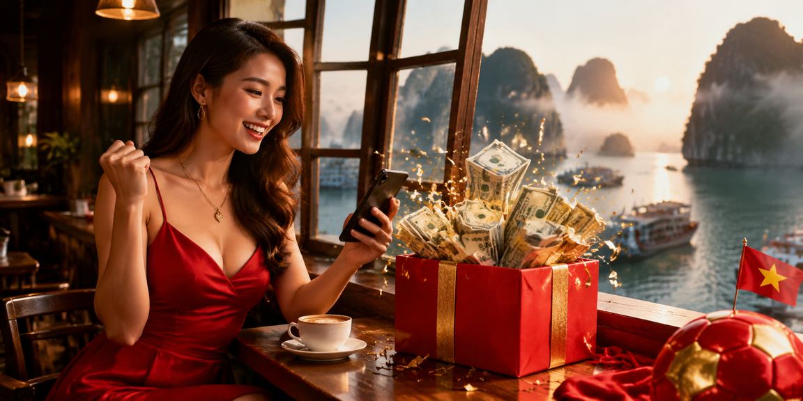 Màn hình hiển thị bảng jackpot tích lũy và các trò chơi casino trực tuyến tại Việt Nam